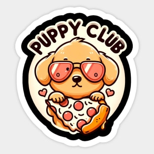 Funny Pizza Cute Dog Lover, Puppy Club Sticker
